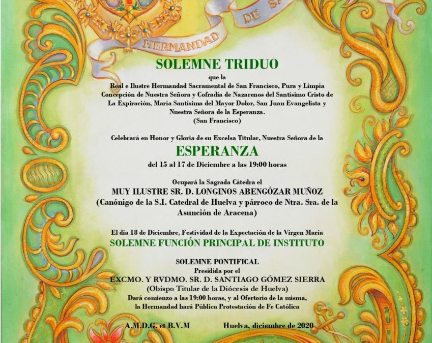 CONVOCATORIA SOLEMNE TRIDUO A NTRA. SRA. DE LA ESPERANZA CORONADA