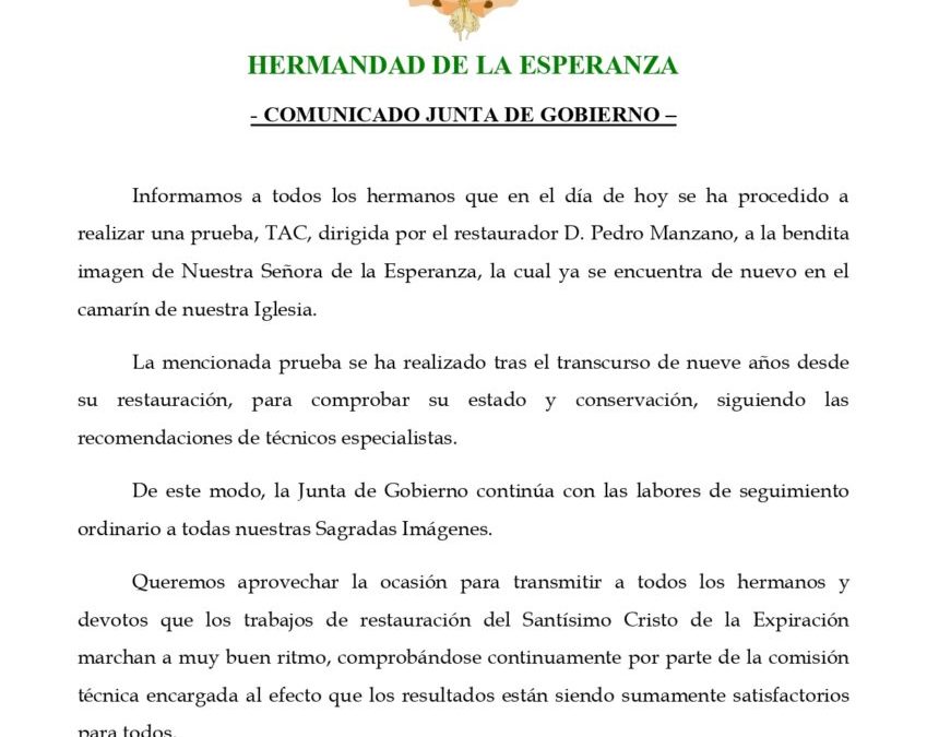 COMUNICADO JUNTA DE GOBIERNO